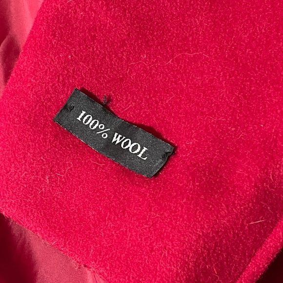 Vintage Braefair Red Wool Coat Black Faux Fur Collar Old Money Retro Size 14 - Picture 10 of 11